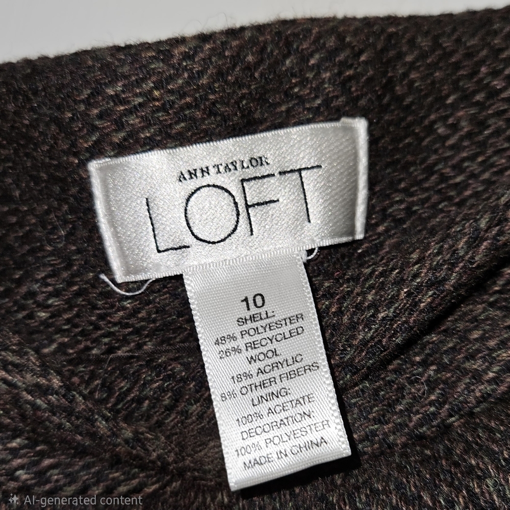 LOFT Dark Brown Embroidered A-Line Skirt - Picture 3 of 4